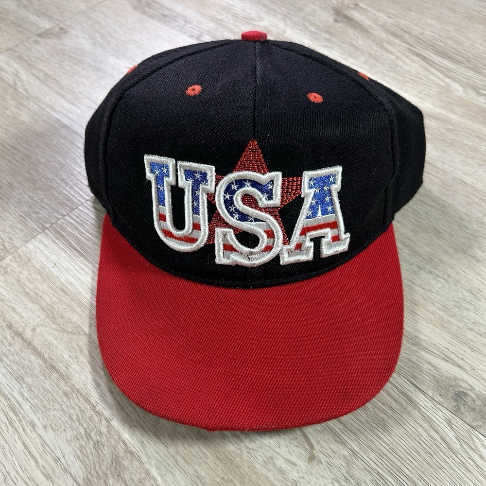 VTG Team USA Snapback Red White Blue Wool Blend Cap